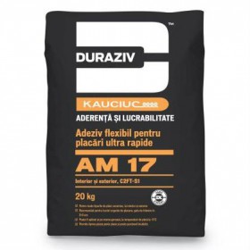 DURAZIV AM 17 cu Kauciuc Adeziv flexibil pentru placari ultra rapide Interior si exterior, 25 kg                                                     